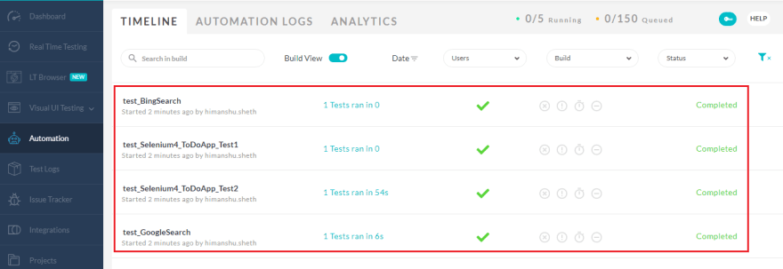 Test Automation Dashboard