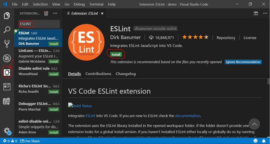 Eslint Vscode: Setting up ESLINT in your JavaScript Project with VS Code -  DEV Community