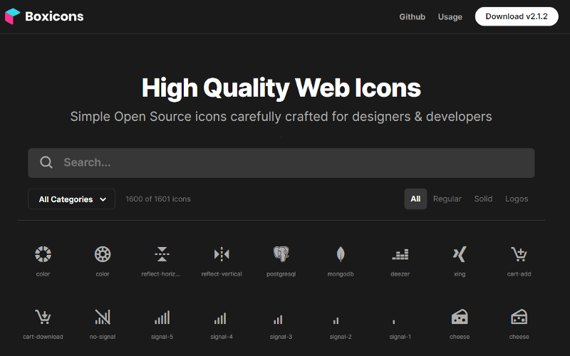 Open source icon library Boxicon