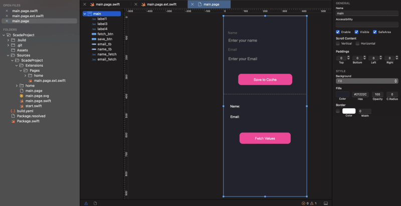 Design page for Cache SCADE Example