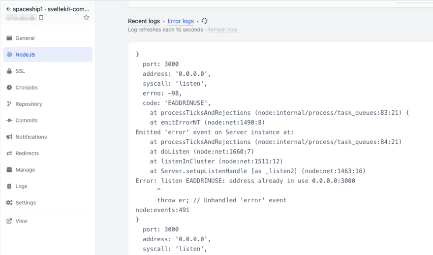 Screenshot error logs