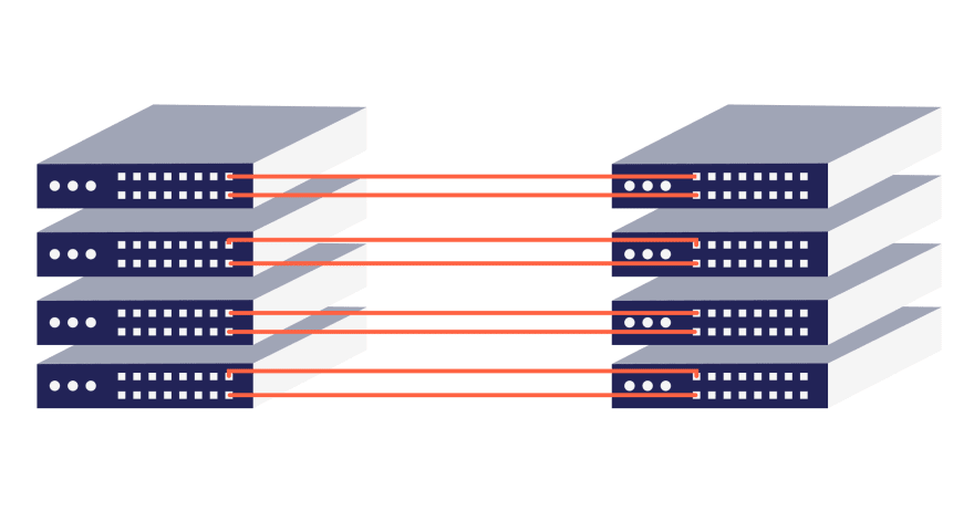 Organized cables between servers