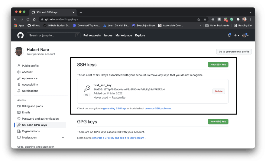 list of public ssh keys