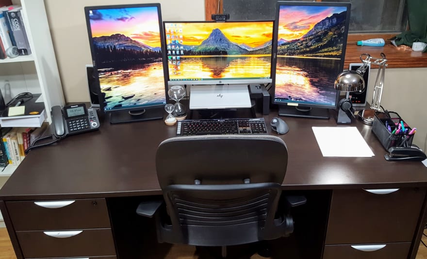 My Remote Work Monitor Setup Uses Three 24 Monitors In An H