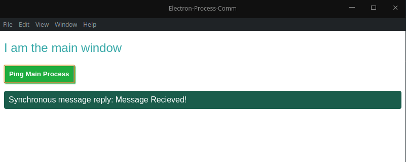 main window showing message was recieved