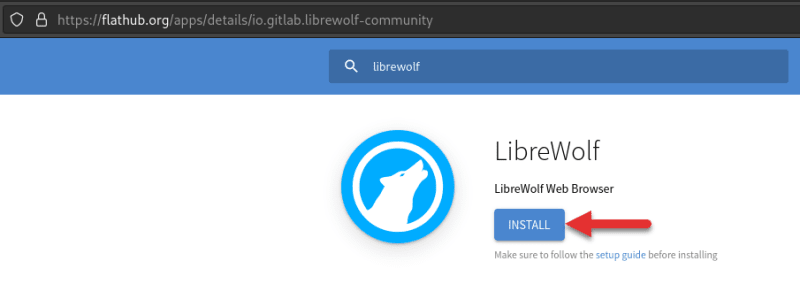 Librewolf in Flathub