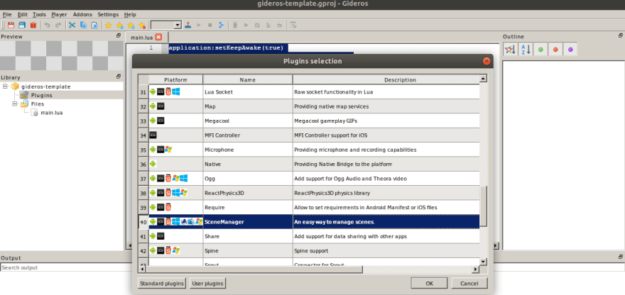 Gideros Scene Manager