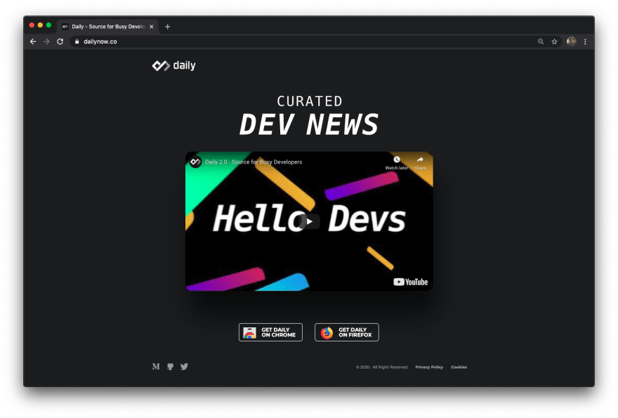 Daily.dev previous homepage