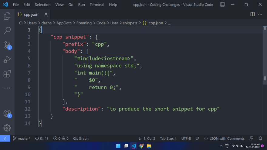 Creating your own snippet in VS Code within 1 minute - DEV Community