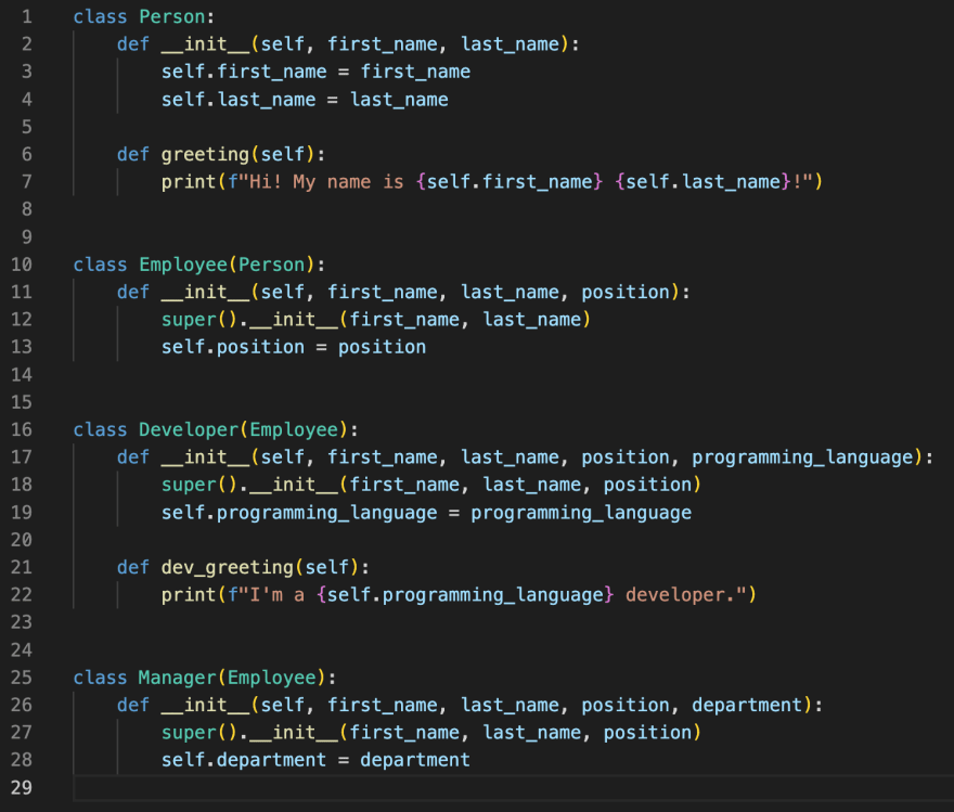 Class inheritance in Python