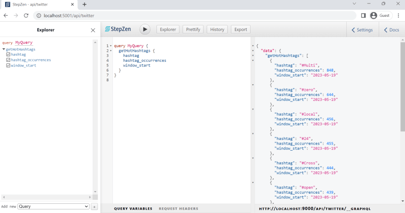 pull data from the RisingWave materialized view with GraphQL