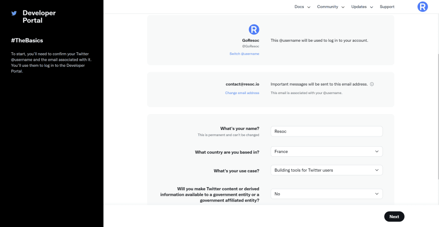 Sign up form