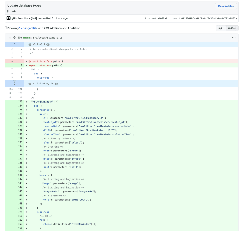 New definitions added to the src/types/supabase.ts file