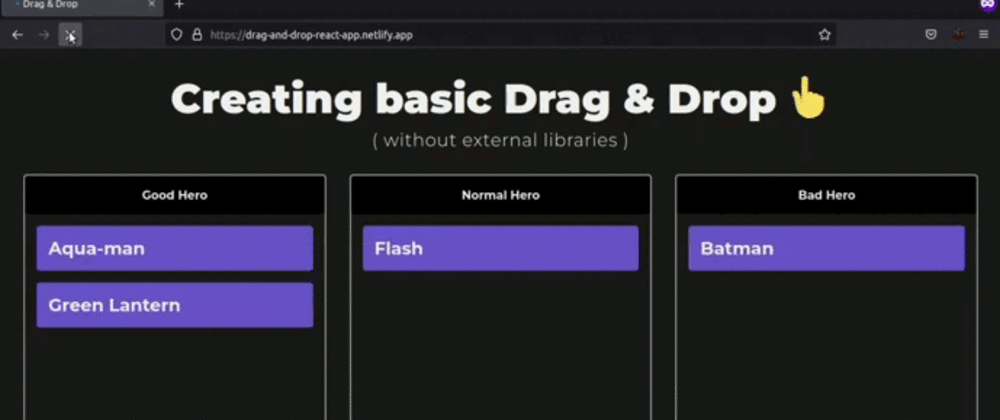 Cover Image for Creating an app using Drag and Drop with React without libraries 👆!