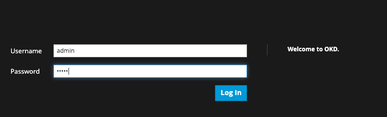 Minishift Login page