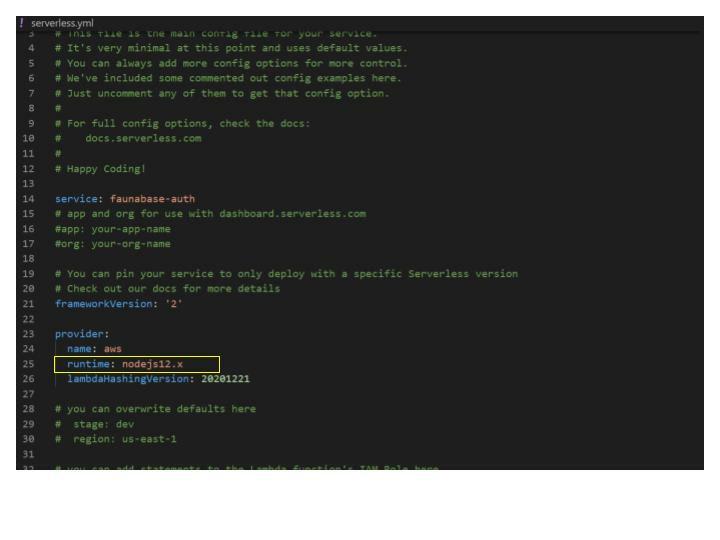 default serverless.yml file
