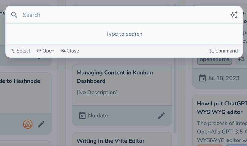 AI search and Q&A in Vrite's command palette