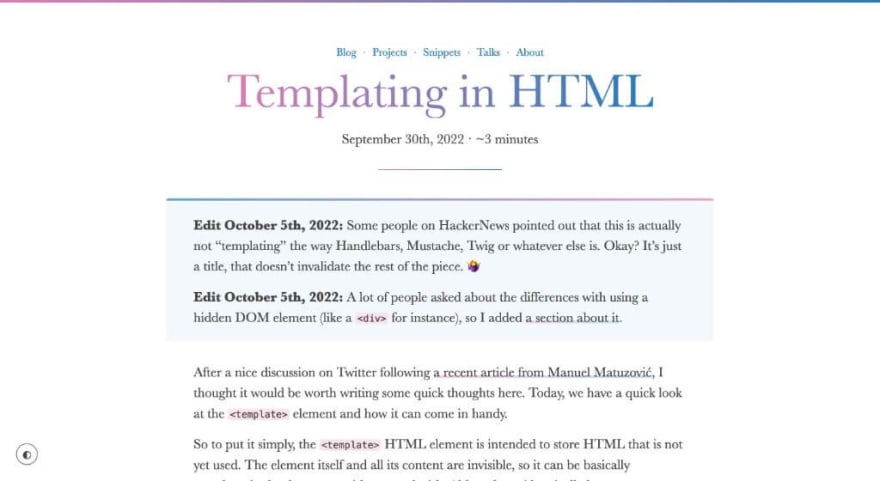 Templating in HTML