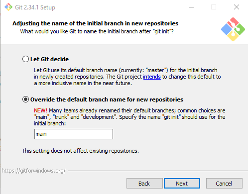 Instalador do Git - Alterando Branche de 'master' para main