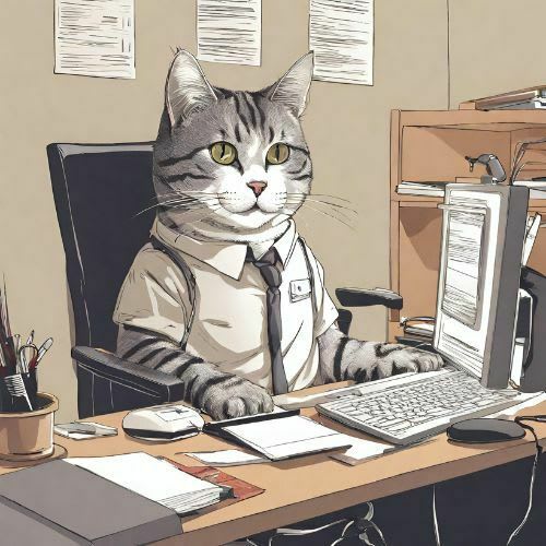 Cat working