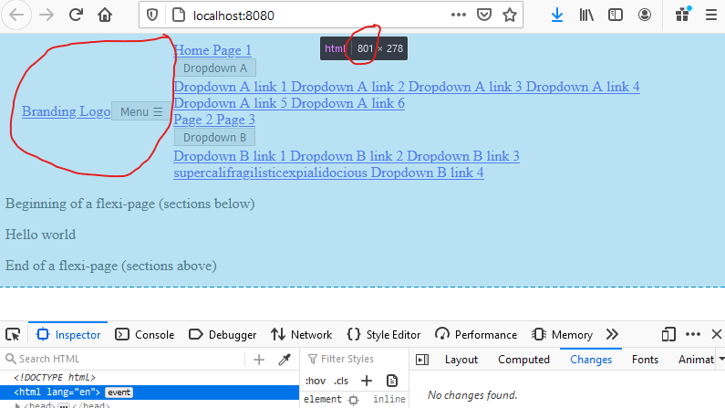 Screenshot, first flexbox, big screen