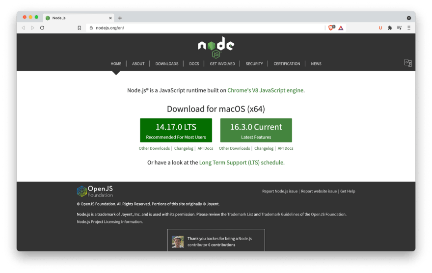 node js mac os