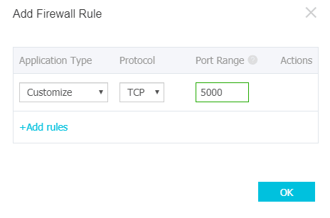 Firewall rules creation on Alibaba Cloud