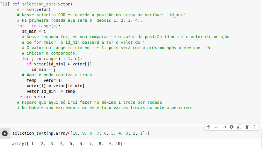 Algoritmos de ordenação_AlgoritmoUsando Python