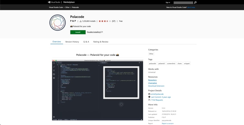 Polacode on GitHub