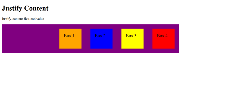 Four boxes aligned to the right in a larger box.