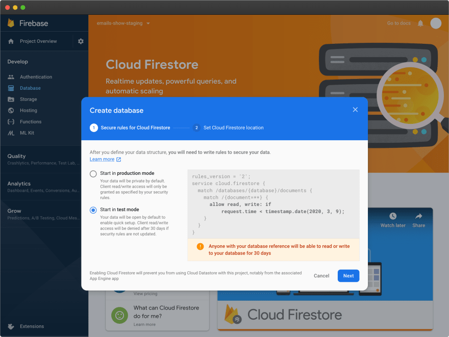 Firebase – Firestore init