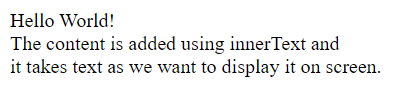 Output for innerText