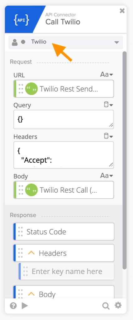 Custom API connector for Twilio