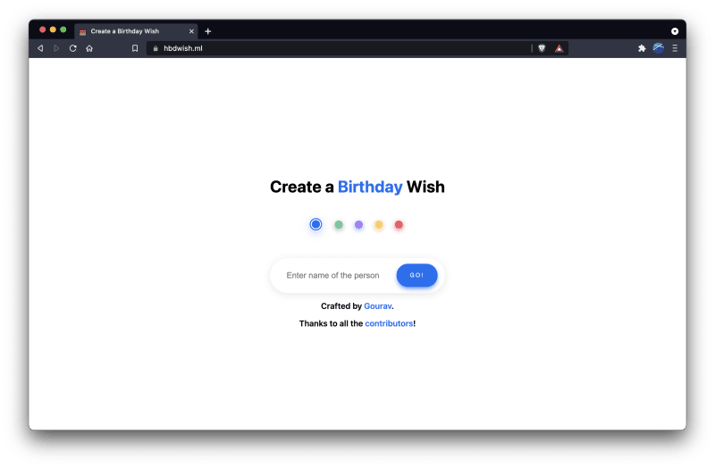 Happy Birthday Wisher Home Page