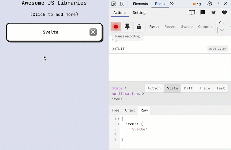 notification list with Redux