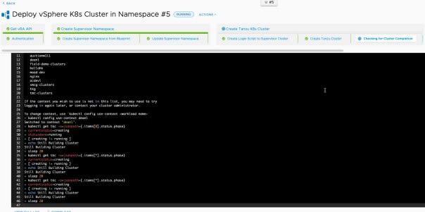 vRA Deploy Tanzu Guest Cluster - CodeStream - Pipeline Execution - Running