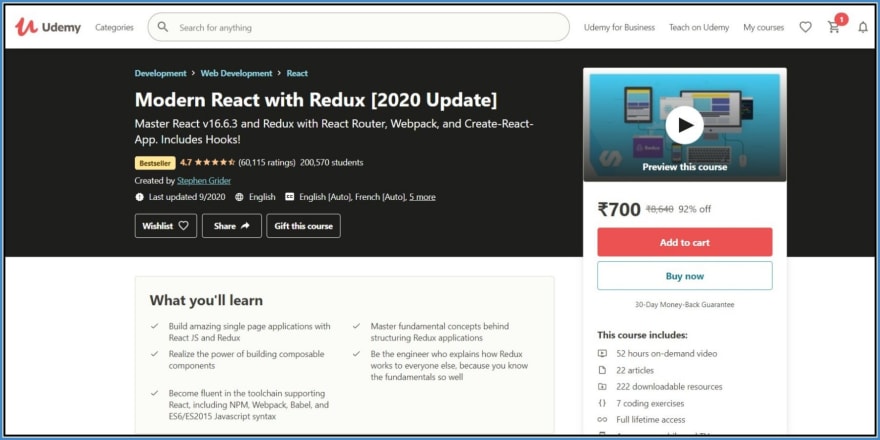 Modern React With Redux[2020 Update] – Udemy