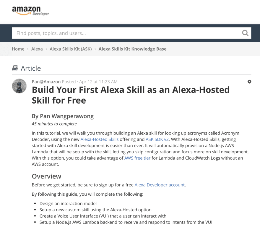 Intro to Alexa Skill Development tutorial