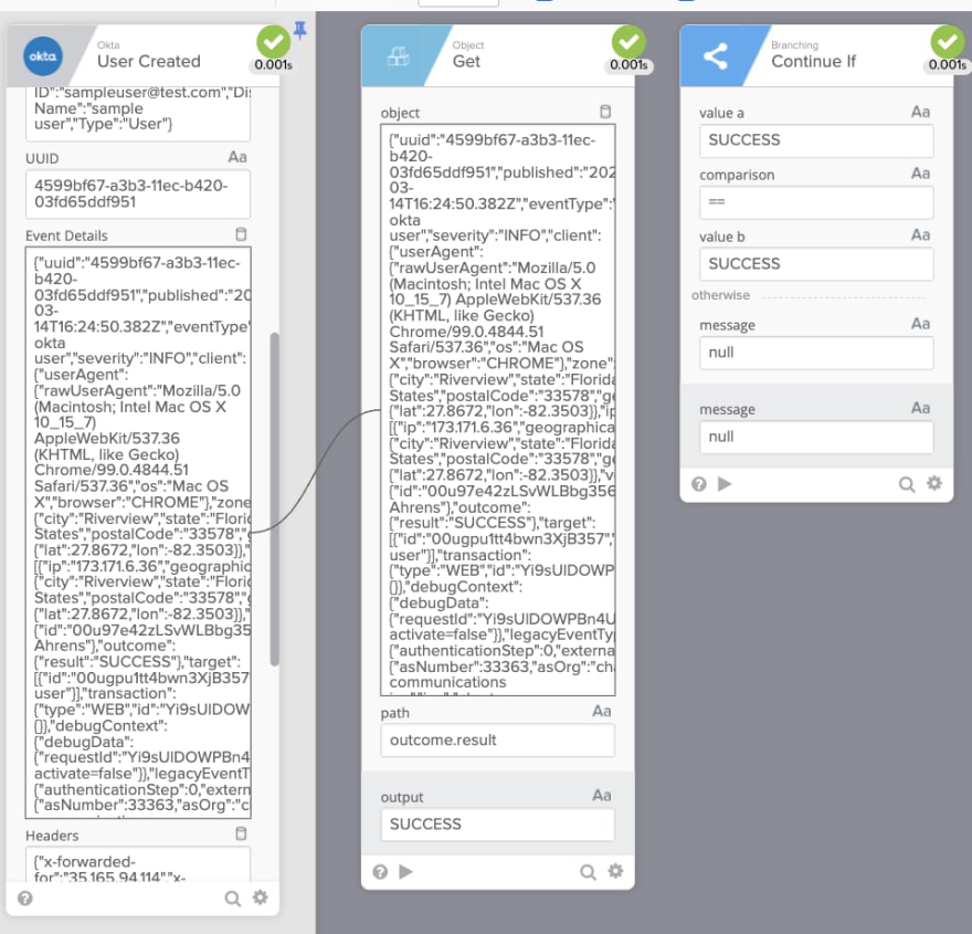 Testing if to continue processing the flow