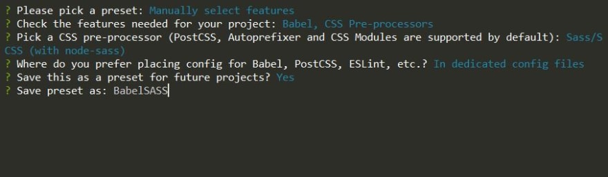 Saving options as a preset