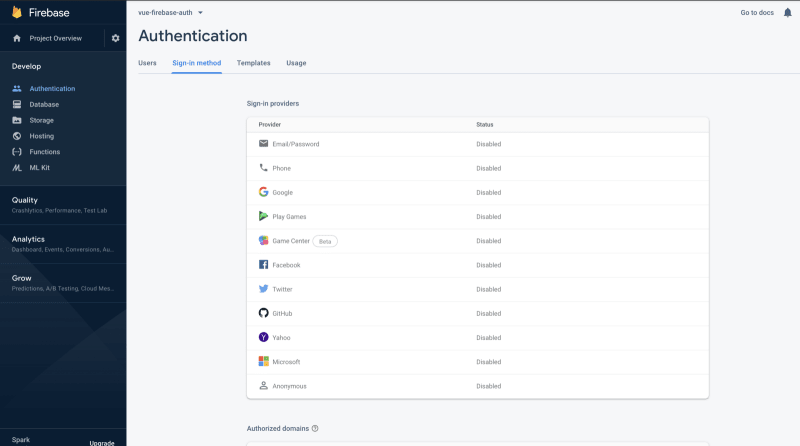Firebase Authentication Options