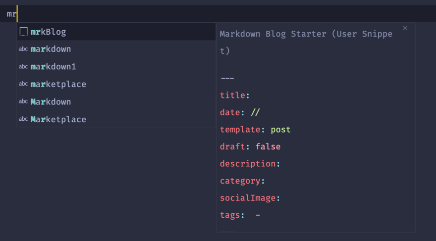 How to create a user snippet in VS Code - DEV Community