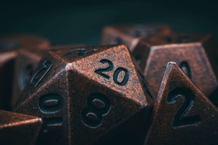 Close up of 20-sided dice