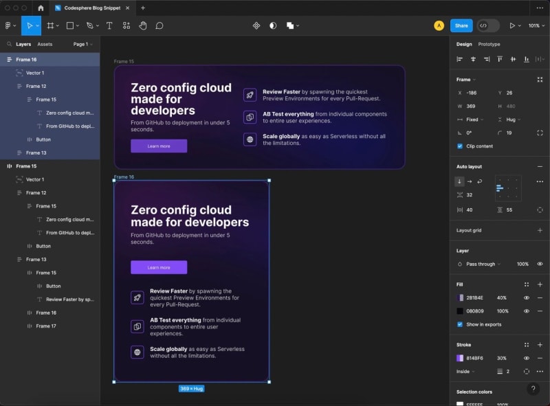 How to create reusable HTML snippets for Ghost.io using Figma Dev Mode