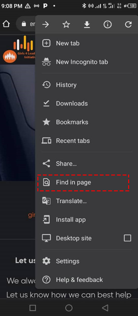Find in page