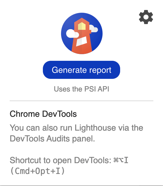 Lighthouse Chrome extension