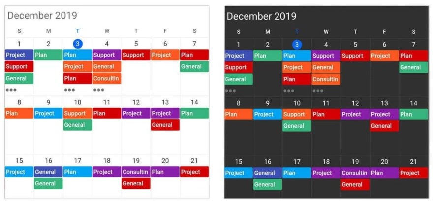 Appearance customization in Calendar widget for Flutter