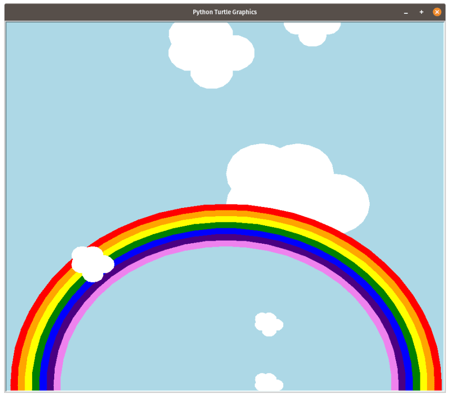 Rainbow and Clouds with Python Turtle - DEV Community