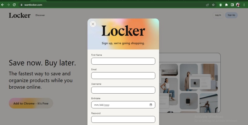 sign up form