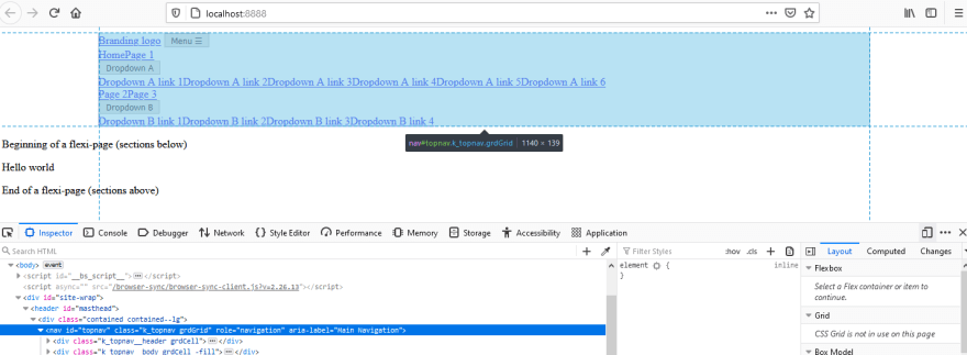 Screenshot of mostly-unstyled nav data